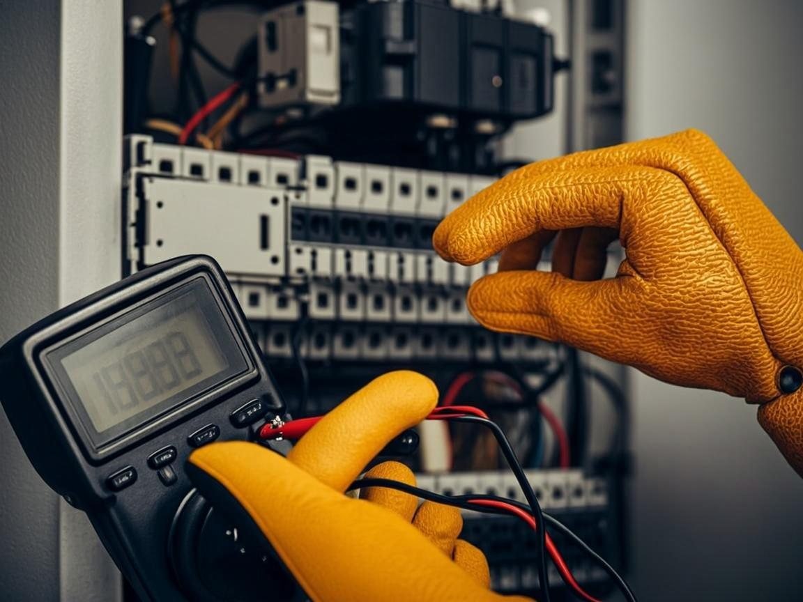 Mesure au multimètre sur un disjoncteur d'un tableau résidentiel